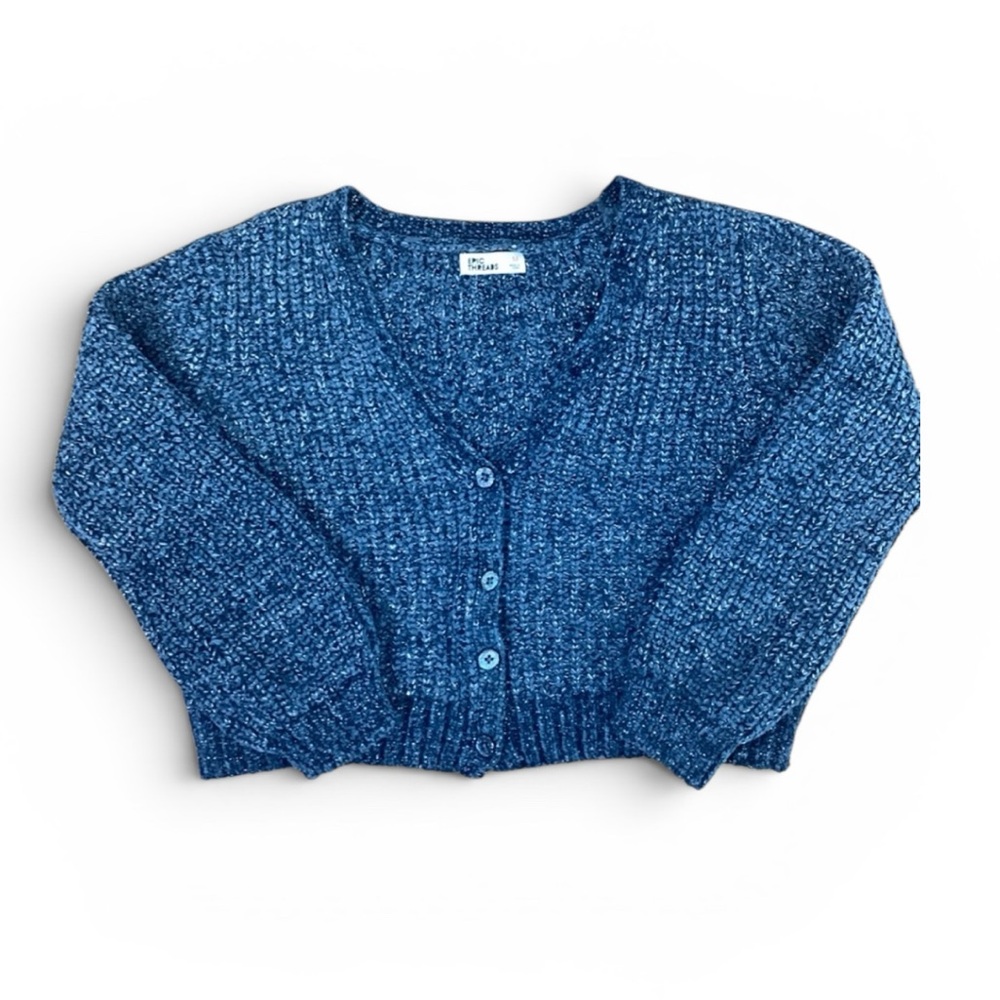 Epic Threads Girls Navy Blue Chunky Knit Cardigan Sweater Size Medium